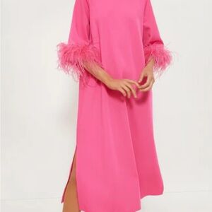 Tuckernuck Pink Feather Sleeve Dress